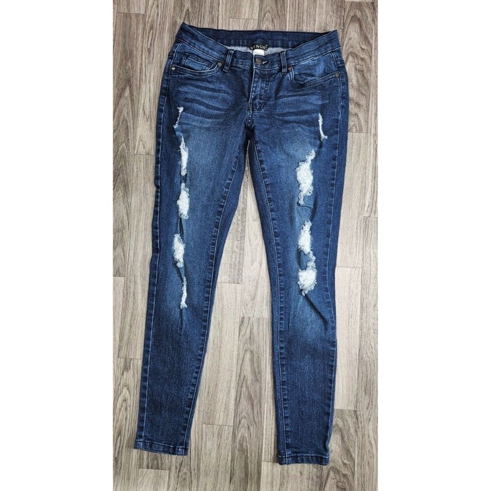 Venus Womens Size 6 Skinny Distressed Pockets Denim Blue Jeans